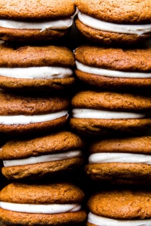 close up photo of gingerbread whoopie pies