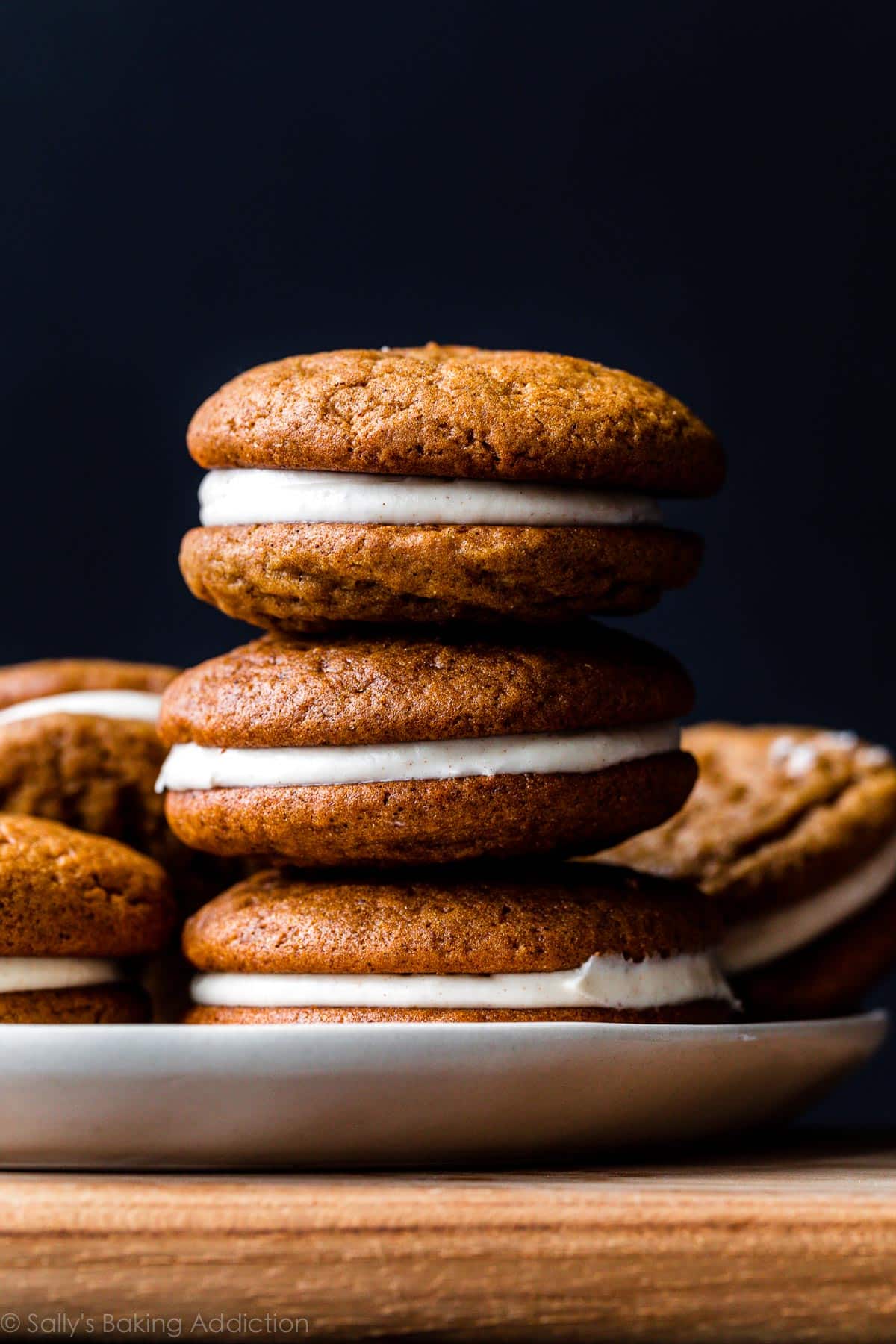 3 stacked gingerbread whoopie pies