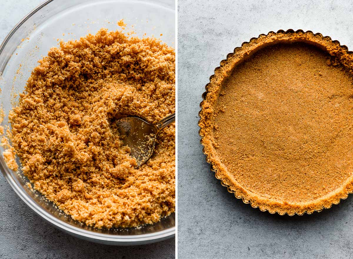 graham cracker crust in a tart pan