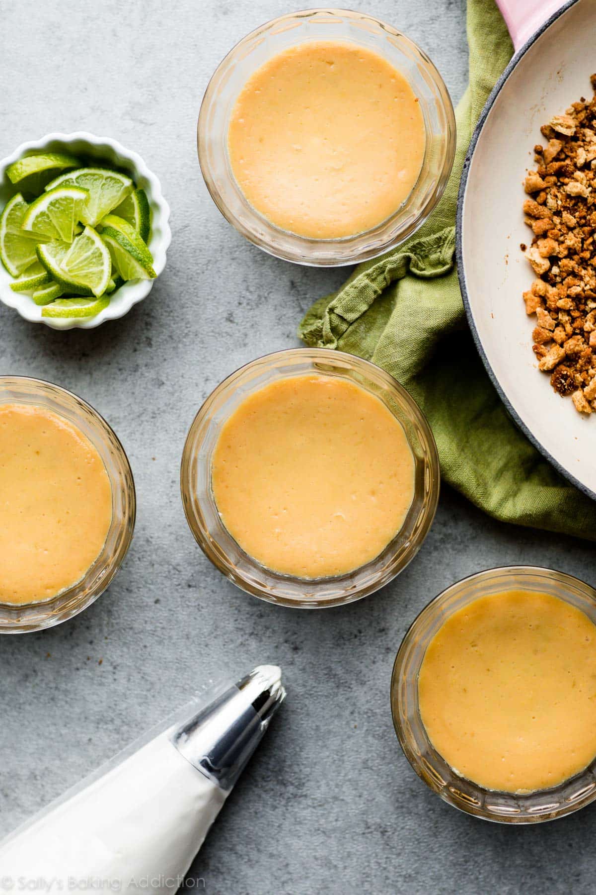 individual key lime pies in custard cups