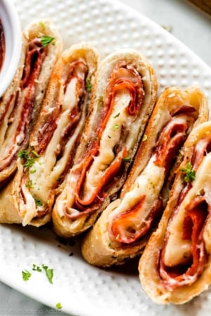 sliced pepperoni stromboli