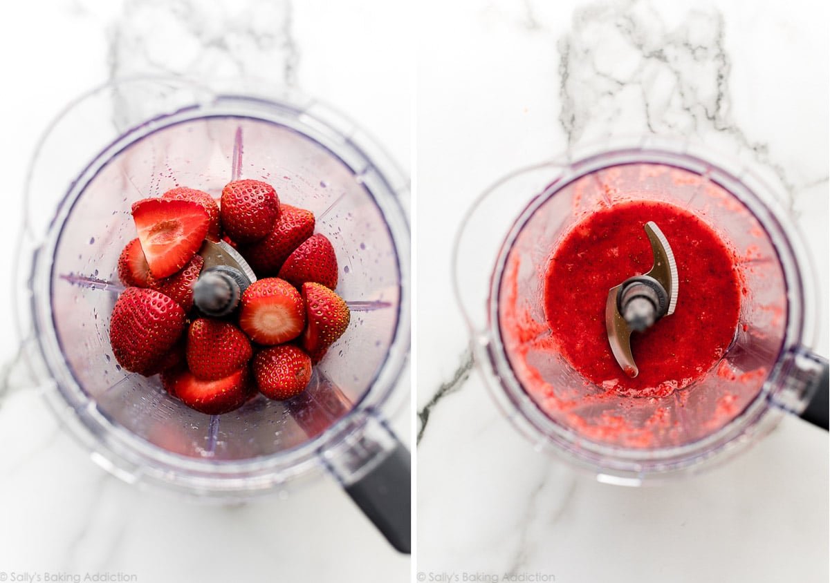 strawberries in food processor