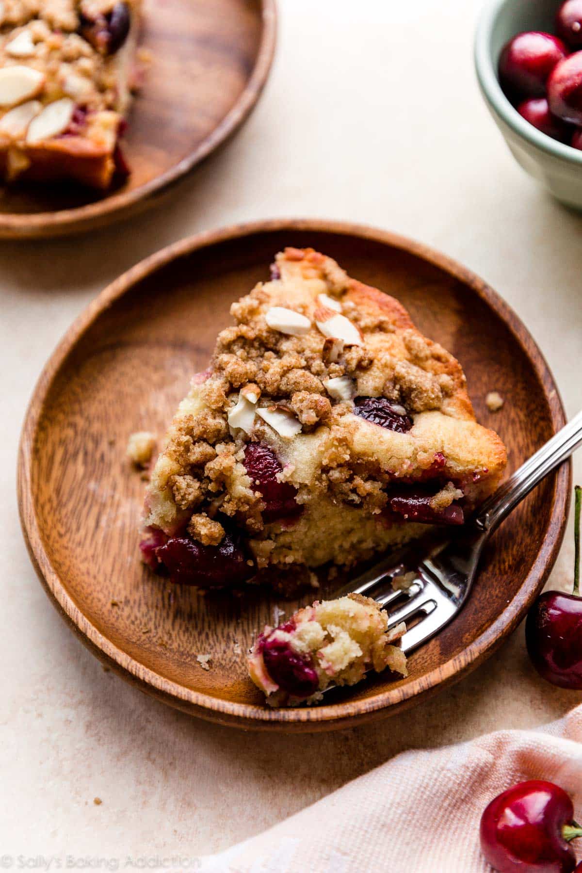 slice of cherry almond buckle