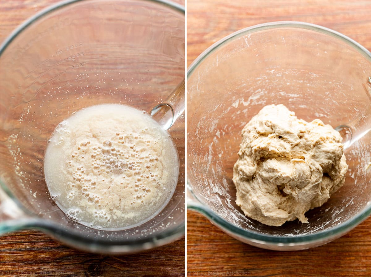 dough in glass bowl