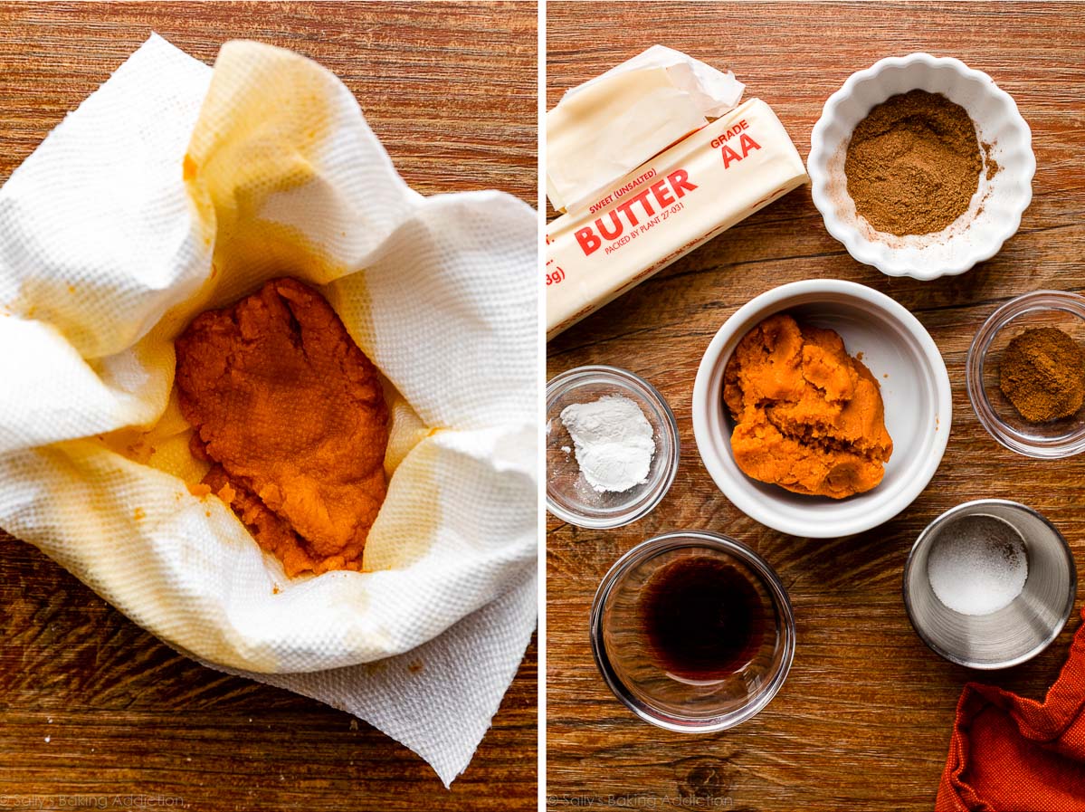 pumpkin and other cookie ingredients in bowls