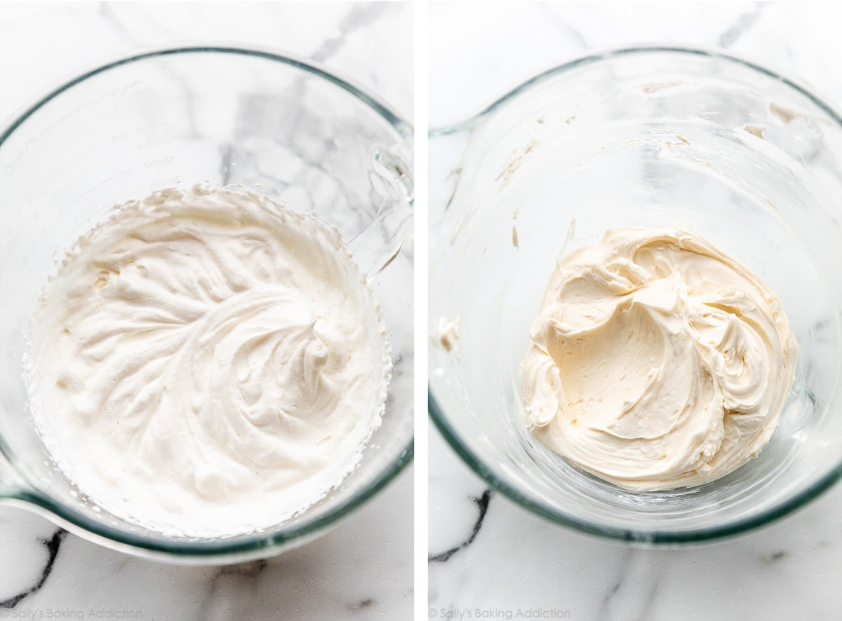 whipped cream filling and cream cheese filling mixture