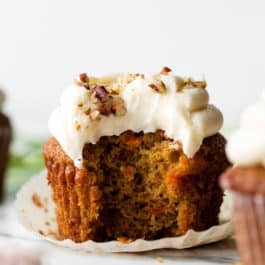 carrot cake cupcake with cream cheese frosting